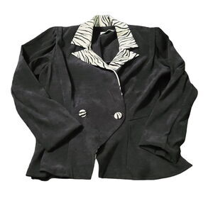 Lauren Michaels Womens Blazer Multi Color Size 8 Polyester Blend Stretch Buttons